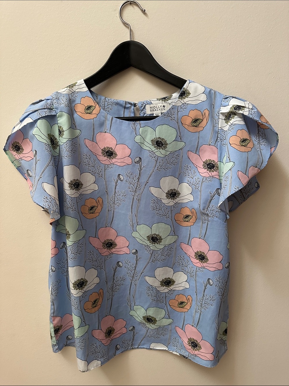 Molly Bracken Pastel Floral Short Sleeve Blouse